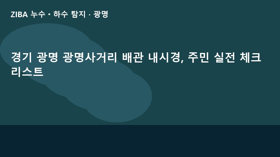 경기 광명 광명사거리 배관 내시경, 주민 실전 체크리스트