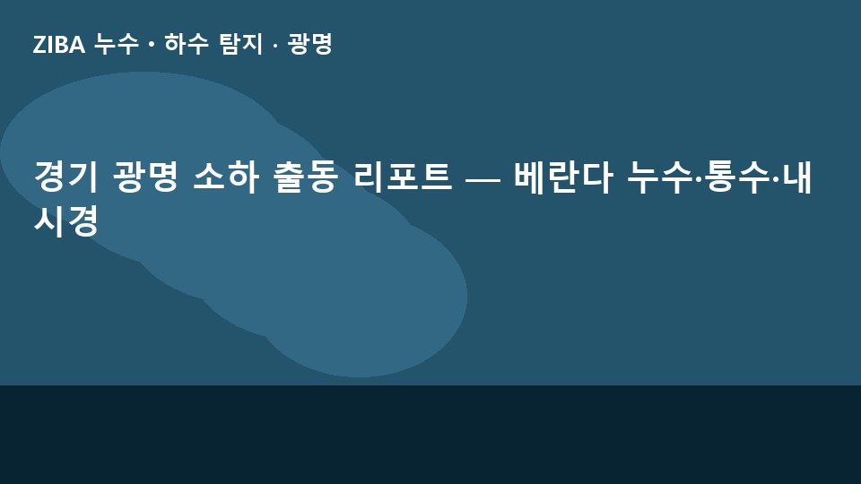 경기 광명 소하 출동 리포트 — 베란다 누수·통수·내시경